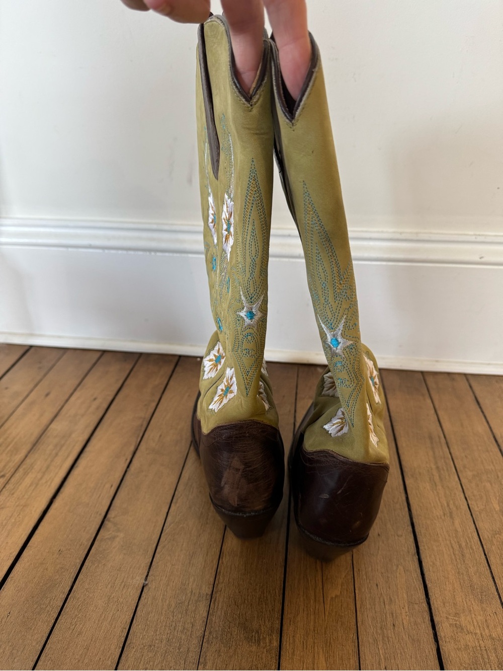Double H Sonora Buckaroo Boho Floral Embroidered Suede Western Cowboy Boots - Picture 8 of 11